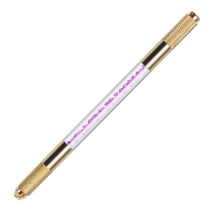 Manual Double-Ended Crystal Acrylic Microblading Pen – Permanent Makeup Eyebrow Tattoo Tool for Flat & Round Needles