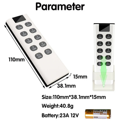 Wireless RF 433MHz Remote On/Off Light Switch Controller, AC 220V 10A Relay for Ceiling Lamp, LED, and Fan Smart Home Control