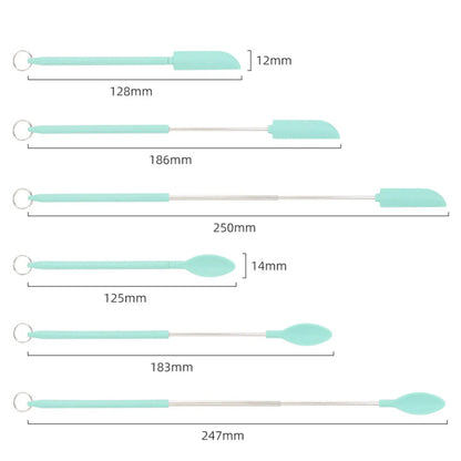 Mini Retractable Silicone Scraper Set - Telescoping Spoon Spatula & Brush for Jars, Butter, Cream & Jam