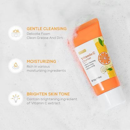 Vitamin C Facial Cleanser — Deep Cleansing, Moisturizing Face Wash Foam, Blackhead Removal Skincare