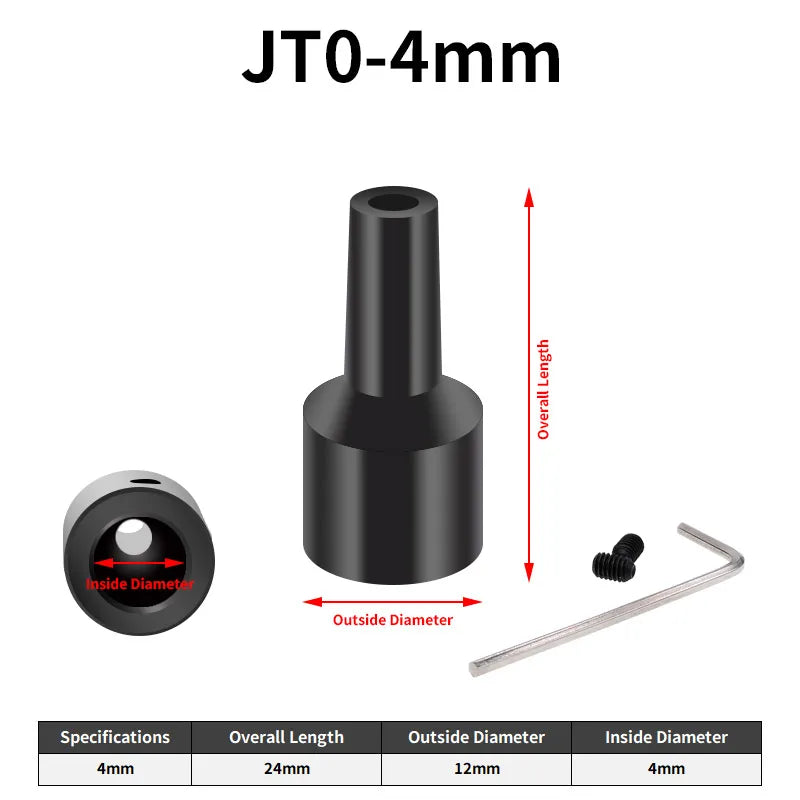 JT0 B10 B12 Adapter Connecting Rod – Steel & Copper Drill Chuck Shaft Sleeve, 4mm to 12mm Coupling