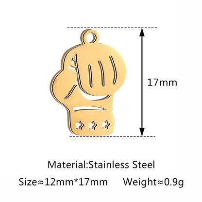5-Piece Stainless Steel Charm Set - Magic Cube, Cross, Space Rocket, Boxing Glove, and Dinosaur DIY Jewelry Pendants