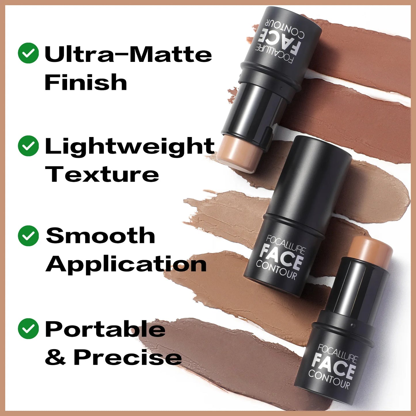 FOCALLURE Bronzer Highlighter Stick - Waterproof Body & Face Contour, Corrector & Illuminator Cream for Women's Makeup