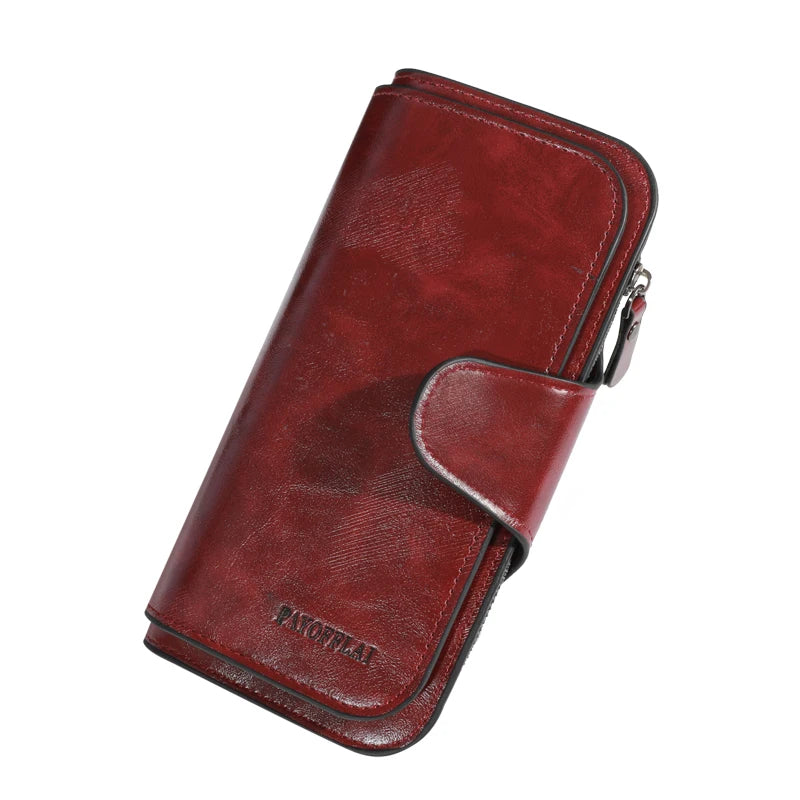 Men’s PU Leather Long Zipper Wallet – Business Card Holder & High-Quality Men’s Handbag Wallet