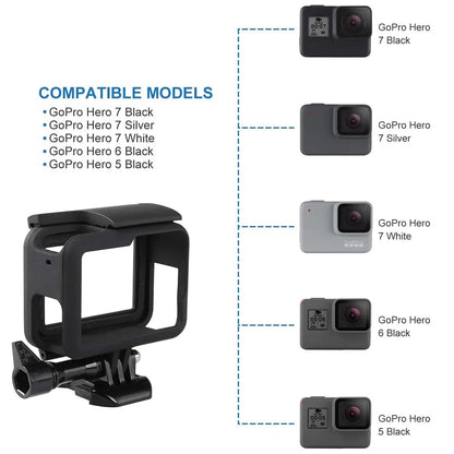 Protective Plastic Frame Case for GoPro Hero 5/6/7 Black – Durable Action Camera Cage Housing Shell Replacement Accessory for Mounting & Protection