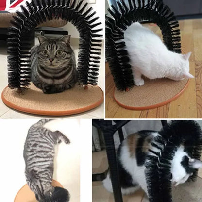 Cat Toy Arch - Self-Grooming Massage Brush with Scratching Pad, Interactive Toy for Cats