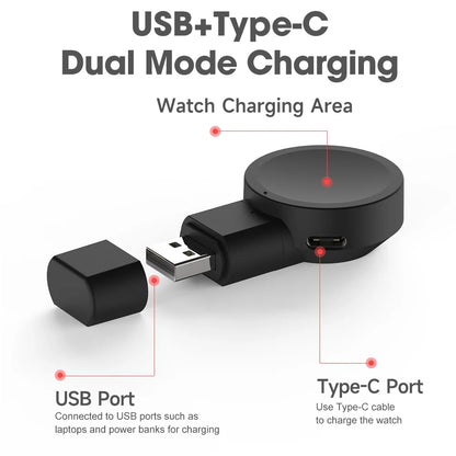 Dock Charger Adapter - Wireless USB Charging Cable Stand for Samsung Galaxy Watch 6, Watch 5 Pro, Watch 4 (44mm/40mm)