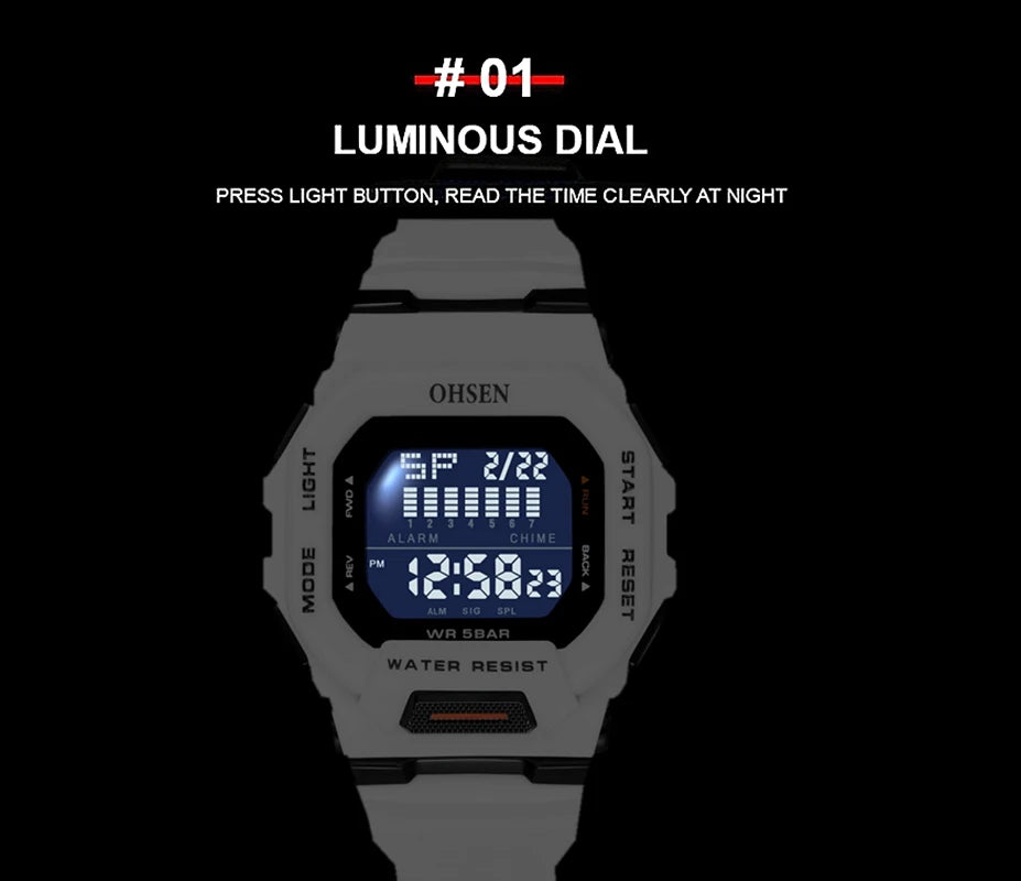 Digital Sport Watches – Fashionable Waterproof Black Military Wristwatch for Men, Electronic Hand Clock, Reloj Masculino