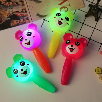 Cute Light-Up Cartoon Rabbit and Bear Toys – Fun Squeeze Handle Toys for Kids’ Birthday Gifts