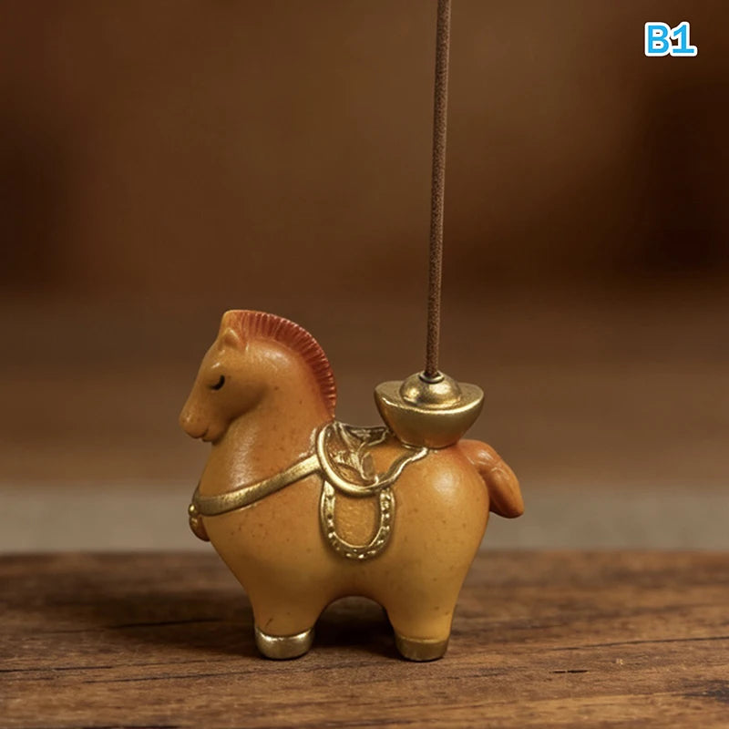 2026 Year of the Horse Incense Burner - Creative Resin & Ceramic Zodiac Incense Stick Holder & Ornament