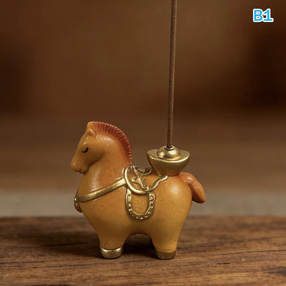 2026 Year of the Horse Incense Burner - Creative Resin & Ceramic Zodiac Incense Stick Holder & Ornament
