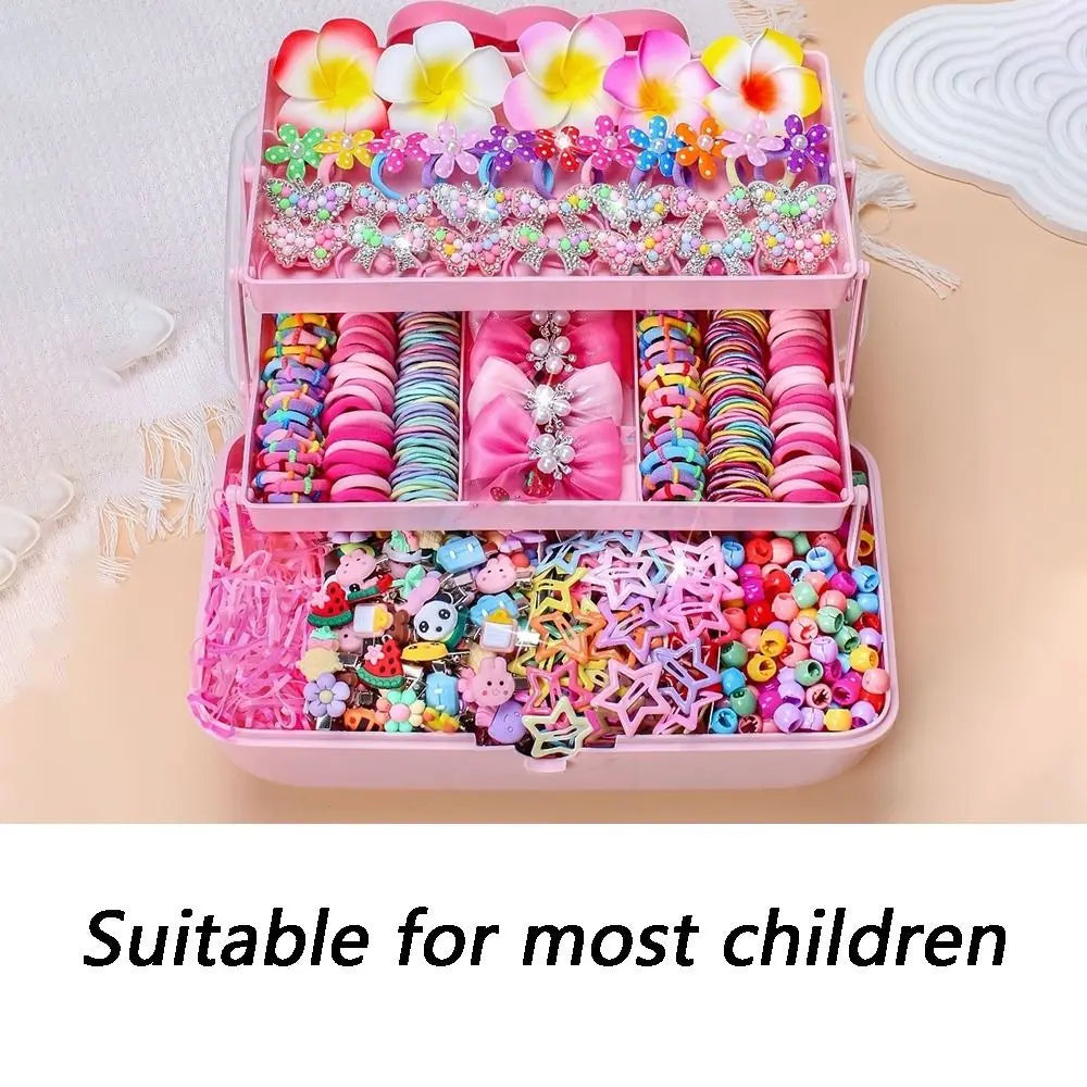 546PCS Bow Hair Accessories Set - Colorful Elastic Hair Ties and Clips for Girls and Children