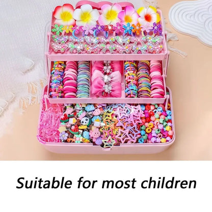 546PCS Bow Hair Accessories Set - Colorful Elastic Hair Ties and Clips for Girls and Children