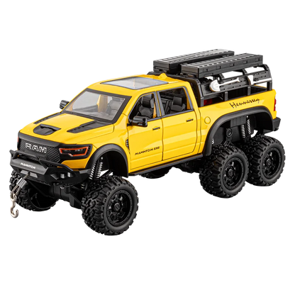 1:24 Dodge Mammoth RAM 1000 TRX 6x6 Diecast Model Car – Metal Alloy Toy with Lights for Kids & Collectors Gift