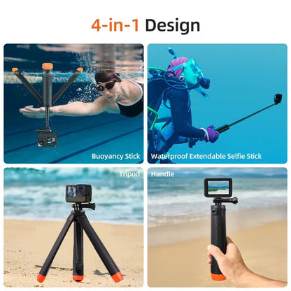 BSLIUFANG Underwater Buoyancy Pole Selfie Stick Tripod — Extendable Mount for GoPro, Insta360, DJI Osmo, and Sports Cameras