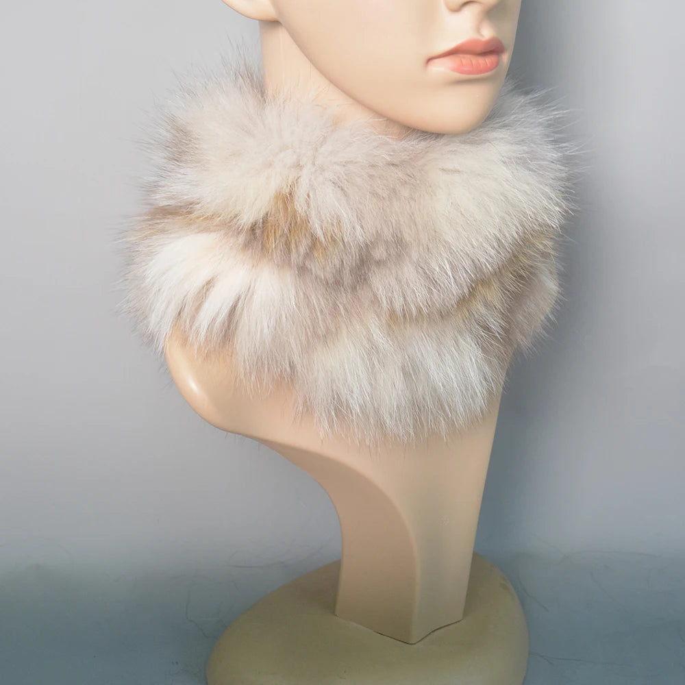 2025 Real Fox Fur Scarf and Headband – Luxury Winter Neck Warmer for Women, 100% Natural Fur, Elastic Ring Muffler