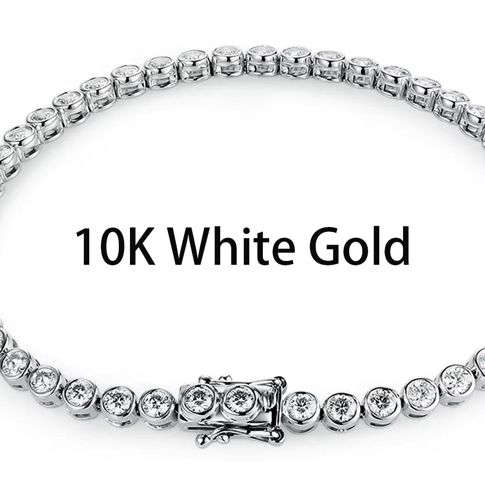 Kuololit Bezel Set Moissanite Tennis Bracelet – Solid 14K/10K/925 Silver, Round D VVS1 for Women, Engagement & Christmas Jewelry