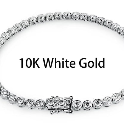 Kuololit Bezel Set Moissanite Tennis Bracelet – Solid 14K/10K/925 Silver, Round D VVS1 for Women, Engagement & Christmas Jewelry