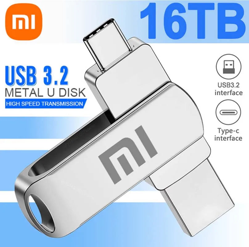 Xiaomi 16TB USB 3.2 Flash Drive — High-Speed Waterproof Type-C 2-in-1 Storage for Mobile & PC