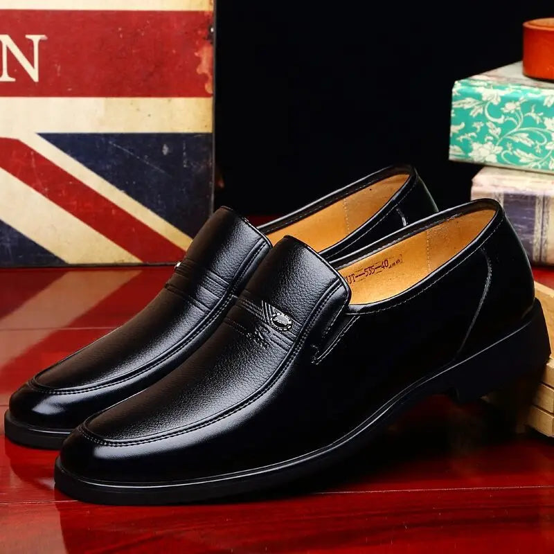 Men’s Leather Loafers - Luxury Formal Slip-On Moccasin Driving Shoes Breathable Black Plus Size 38-44