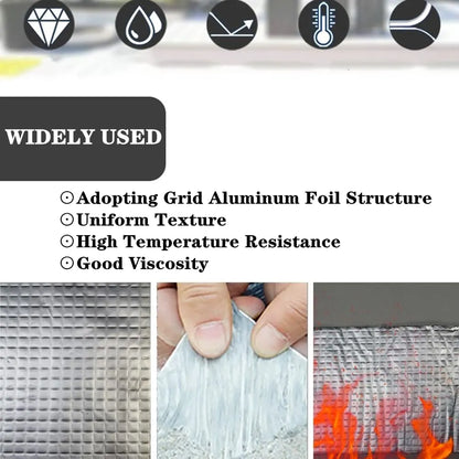 Waterproof Aluminum Foil Butyl Tape - High Temperature Resistance for Wall, Pool, Roof Crack Repair - Self-Sealing Duct Tape