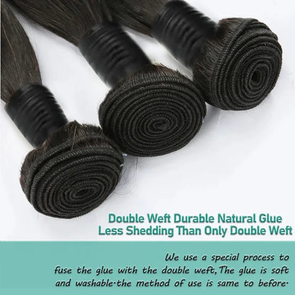 Bone Straight 100% Human Hair Bundles – 30" 40" 50" Brazilian Virgin Hair Extensions, Double Weft, Natural Black
