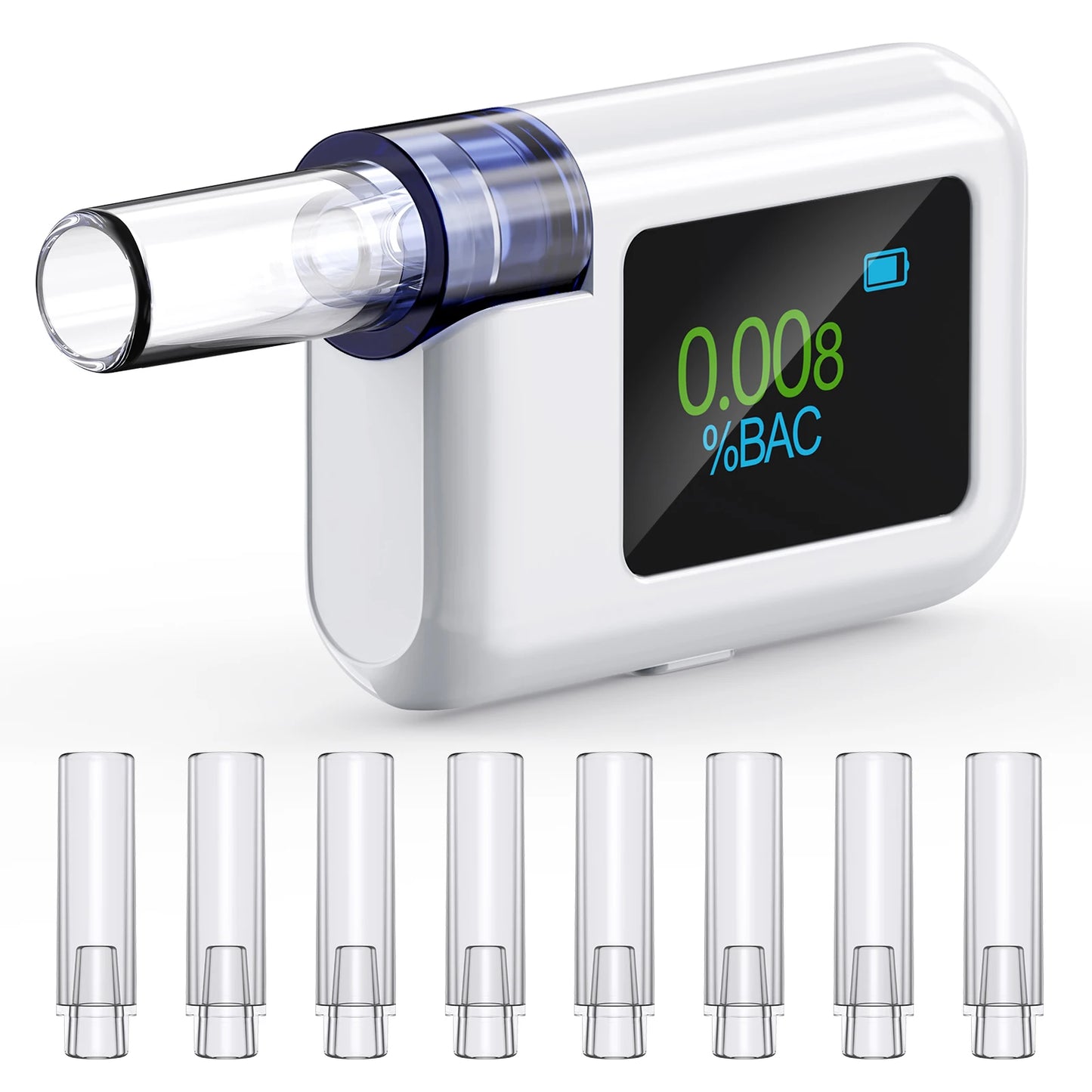 Professional Digital Breathalyzer - High-Accuracy Portable Alcohol Tester with LCD Screen & 8 Mouthpieces