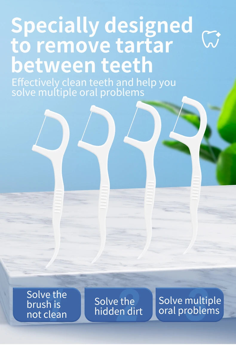 600/300/150/50PCS Ultra-Fine Toothpicks - Portable Disposable Floss for Deep Oral Care Cleaning