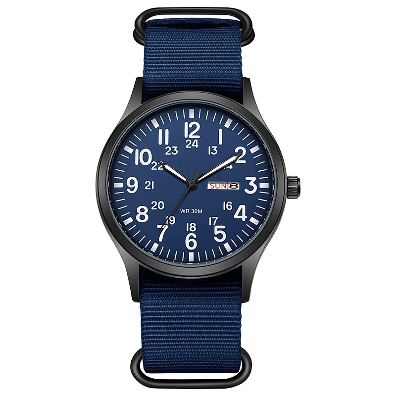 TPW Field Watch 2024 - Easy Read Quartz Wristwatch with Fabric Strap & 24-Hour Display