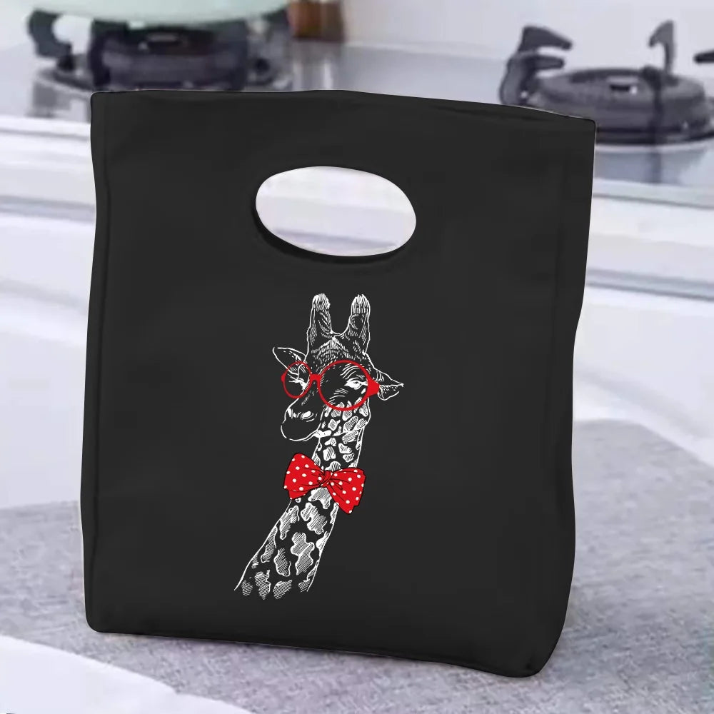 2024 Insulated Lunch Bag with Handle – Portable Thermal Cooler Lunch Box for Picnic, Travel & Food Storage, White Printed Design