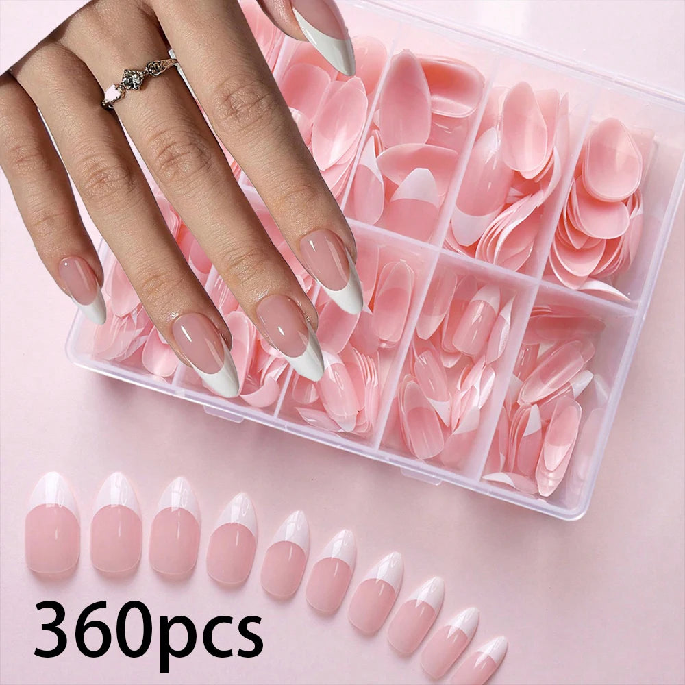 576PCS Colorful Press-On Fake Nails Set – Black & Red Oval/Square Short Full Cover Nail Tips for Salon-Style Nail Art