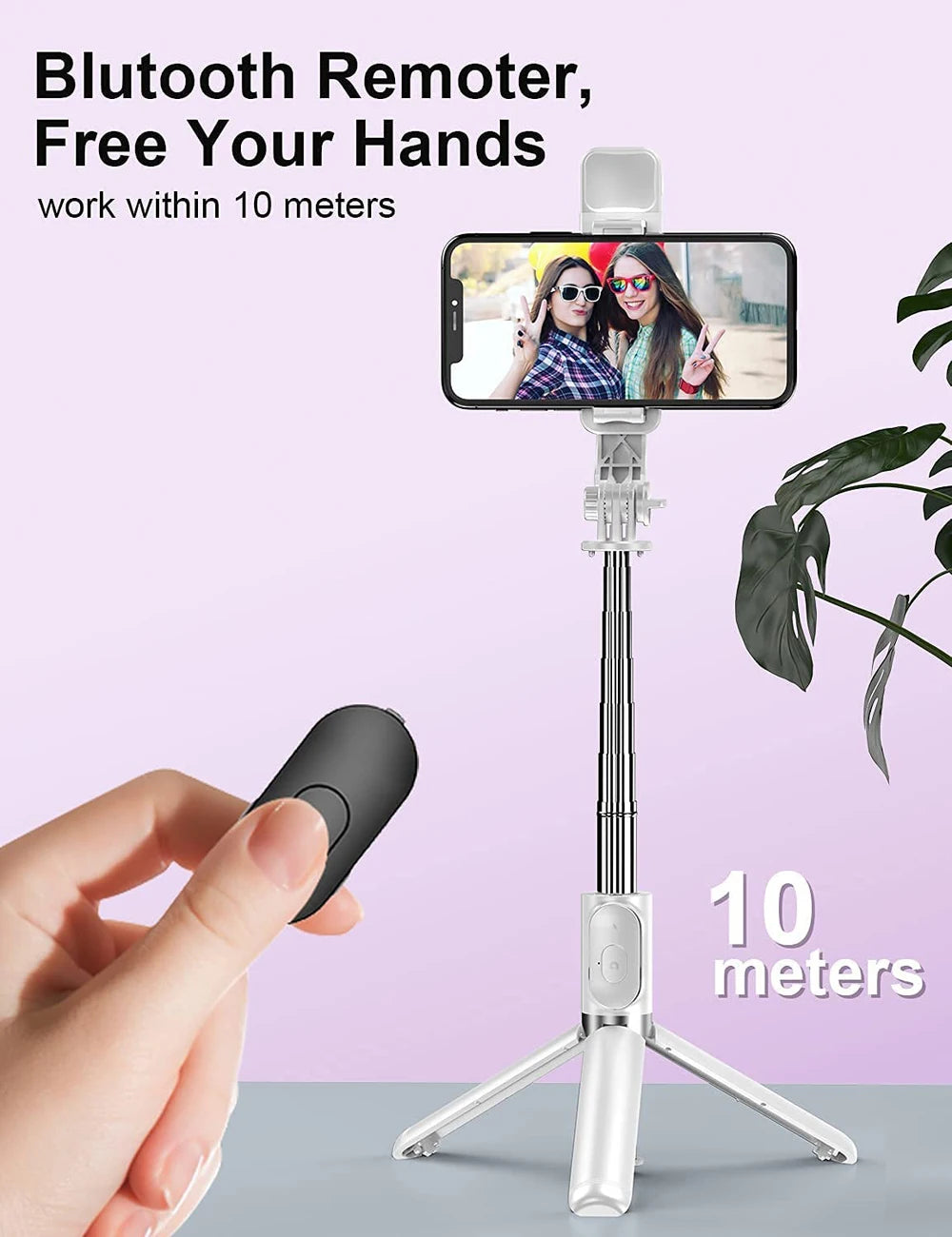 Wireless Bluetooth Selfie Stick Tripod – Foldable & Portable with Fill Light and Remote for iPhone & Android Phones