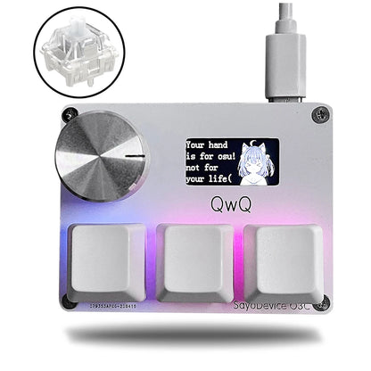SayoDevice O3C Gaming Keyboard with Gateron KS-20 White Magnetic Switches – Rapid Trigger Macropad with Knob & Screen for OSU Shortcuts