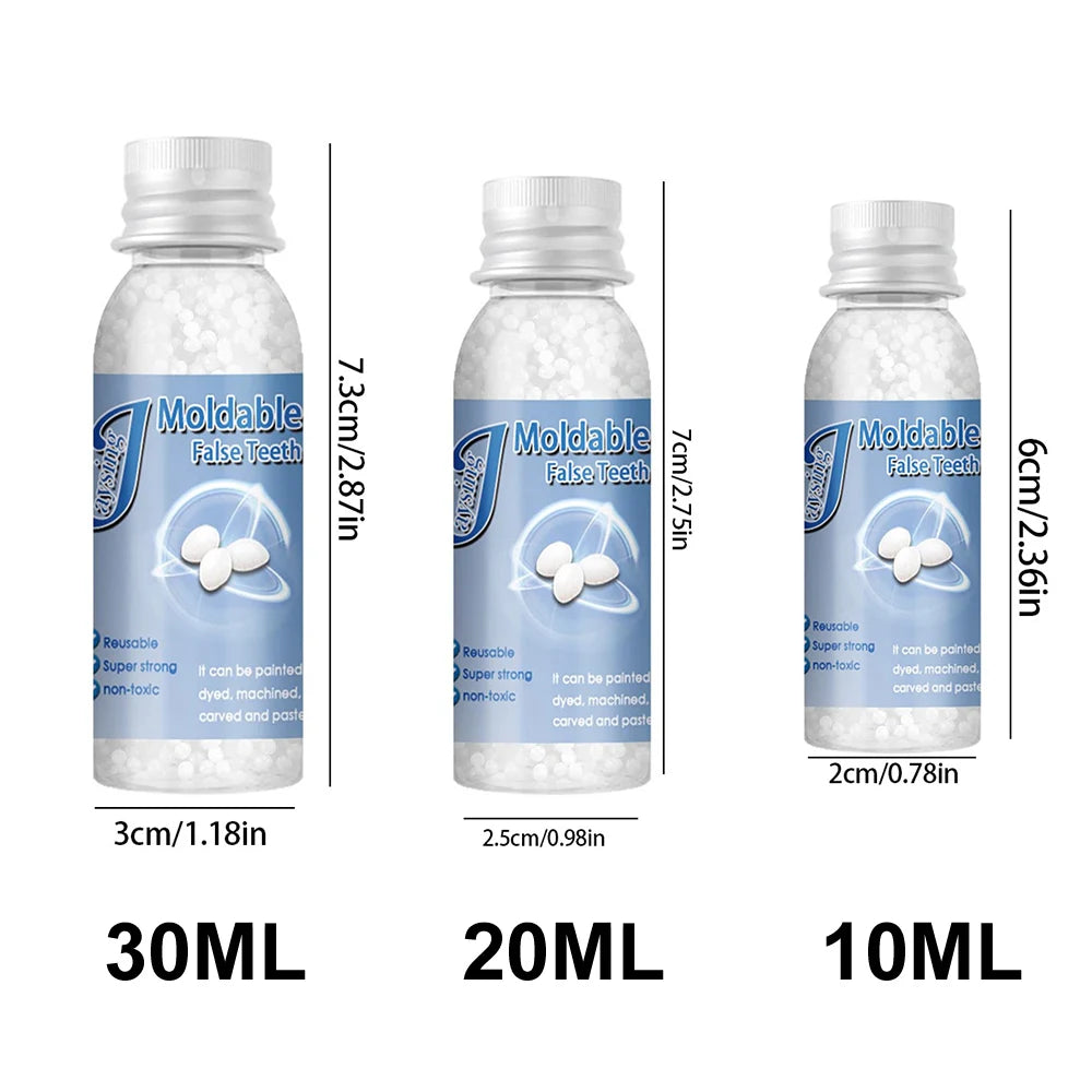 Temporary Tooth Repair Resin – 10/20/30ML Shapeable Dental Glue for Filling Broken Teeth, Dentures & Halloween Fangs