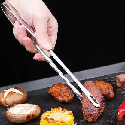 Long Stainless Steel Kitchen Tongs - Non-Slip Heat-Resistant BBQ Grill, Steak & Cooking Utensil Tool