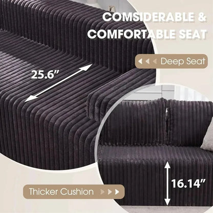 Modular L-Shaped 3-Seat Sectional Sofa — Memory Foam, Deep Seating & Storage