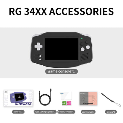 ANBERNIC RG34XX Retro Handheld Game Console - 3.4" IPS Screen Linux Gaming System with HDMI Output