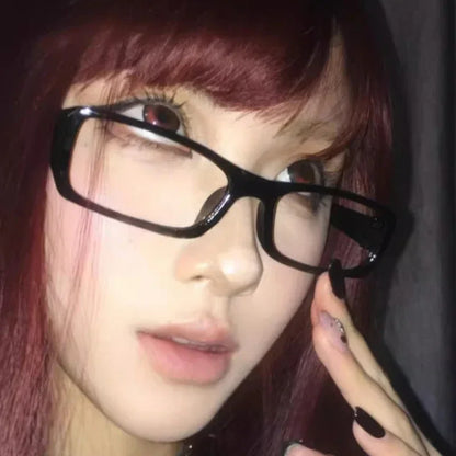 Japanese Korean Retro Square Glasses – Harajuku Clear Frame Eyewear with Blue Light Blocking