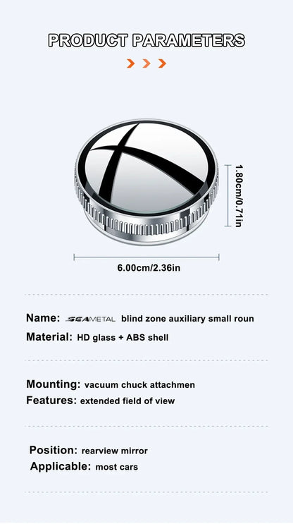 SEAMETAL 2PCS Wide-Angle Blind Spot Mirrors — 360° Adjustable HD Suction Cup Round Car Auxiliary Rearview Mirrors