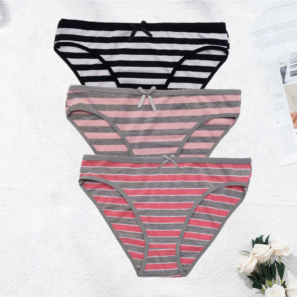 YOUREGINA Plus Size Seamless Panties - Striped Cotton Women’s Underwear Briefs 3 Pack