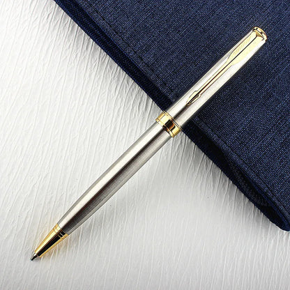 Luxury 0.7mm Metal Rollerball Pen – Blue Ink Gold Steel Signature Pen for Office & School Writing