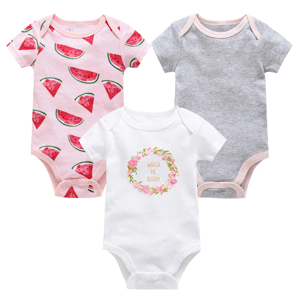3/6PCS Baby Cotton Bodysuits – Short Sleeve Onesies for Newborns & Toddlers 0-12 Months, Boys & Girls