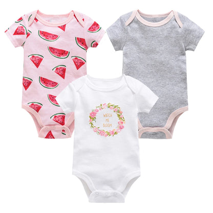 3/6PCS Baby Cotton Bodysuits – Short Sleeve Onesies for Newborns & Toddlers 0-12 Months, Boys & Girls