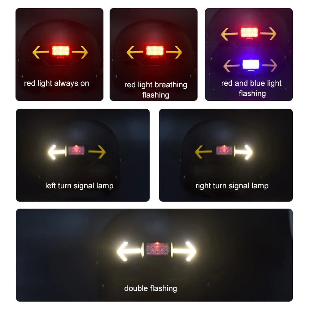 USB Rechargeable Bicycle Helmet Light with Remote Turn Signal – Waterproof LED Rear Safety Warning Taillight for Night Cycling