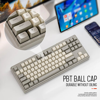 M87 Wireless 87-Key Dual Mode Bluetooth RGB Gaming Keyboard with PBT Keycaps and Rainbow Light