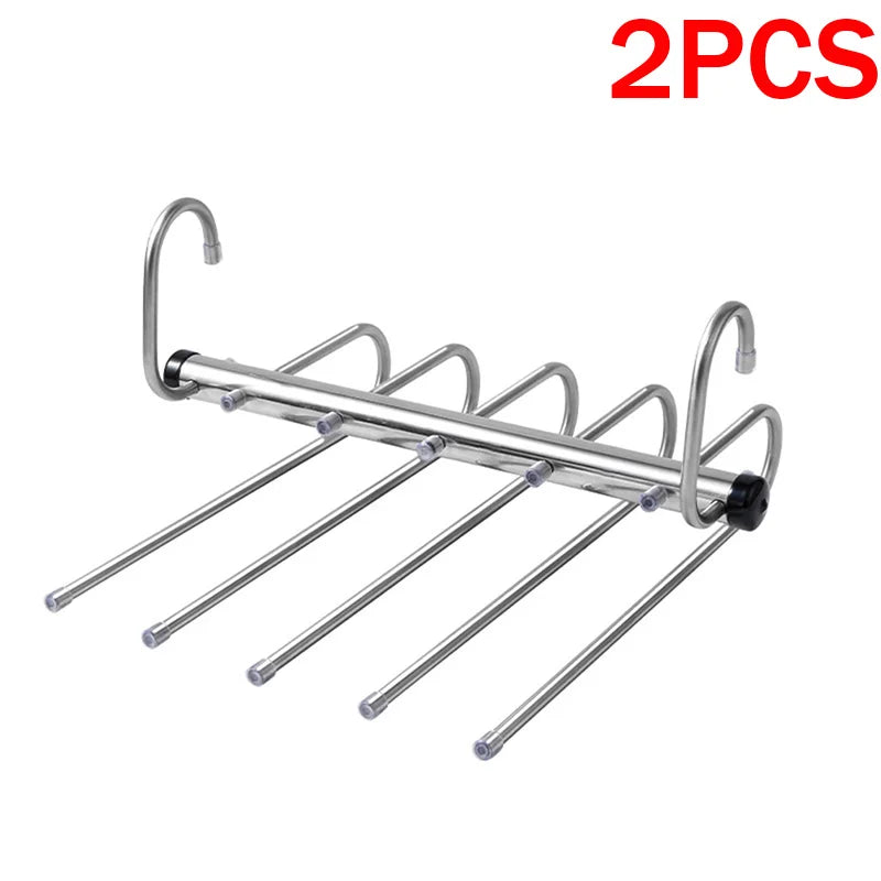 Stainless Steel Multi-Tier Pants Hanger — 5/9 Tier Space-Saving Closet Organizer for Jeans, Trousers, Scarves & Clothes