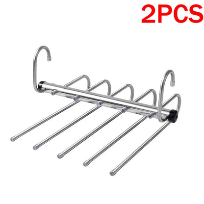 Stainless Steel Multi-Tier Pants Hanger — 5/9 Tier Space-Saving Closet Organizer for Jeans, Trousers, Scarves & Clothes