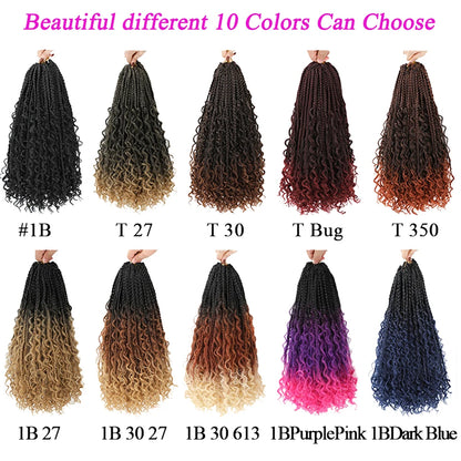 Jayfans Crochet Goddess Box Braids With Curly Ends - Bohemian Bob Style Synthetic Braiding Hair 1B 30 Blue Ombre Extensions