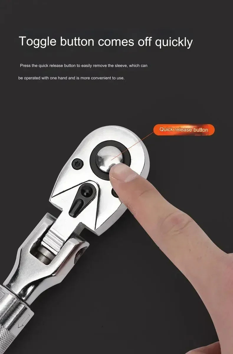 72-Tooth Carbon Steel Retractable Ratchet Wrench — 1/4, 3/8, 1/2 Automatic Quick-Release Multifunctional Hand Tool