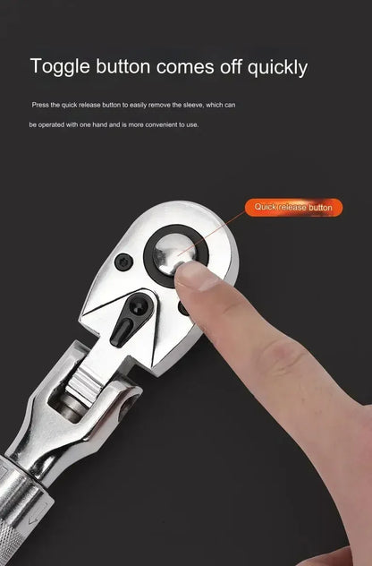 72-Tooth Carbon Steel Retractable Ratchet Wrench — 1/4, 3/8, 1/2 Automatic Quick-Release Multifunctional Hand Tool